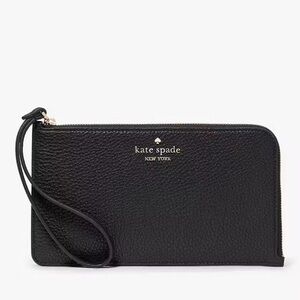 NWT Kate Spade Black Peddle Leather Lucy Wristlet